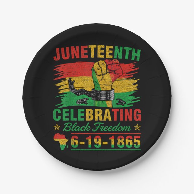Juneteenth Breaking Every Chain Black Men Women Bo Paper Plate (Front)