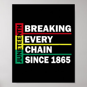 Juneteenth Breaking Every Chain Since 1865 Black H Poster