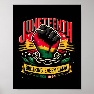 Juneteenth Breaking Every Chain Since 1865 Black H Poster