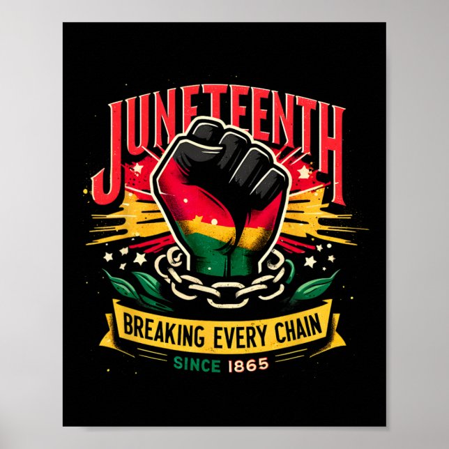 Juneteenth Breaking Every Chain Since 1865 Black H Poster (Front)
