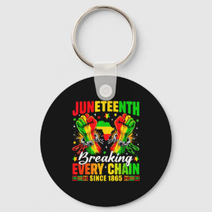 Juneteenth breaking every chain since 1865 black key ring