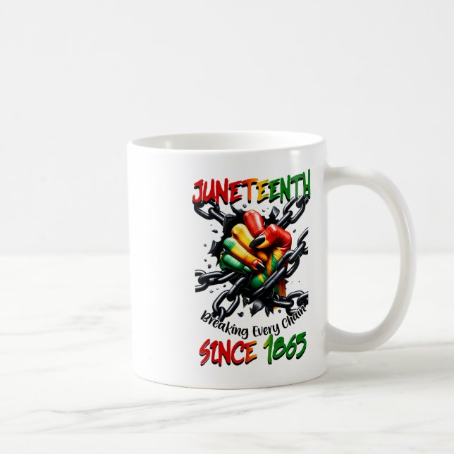 Juneteenth Breaking Every Chain Since 1865  Coffee Mug (Right)