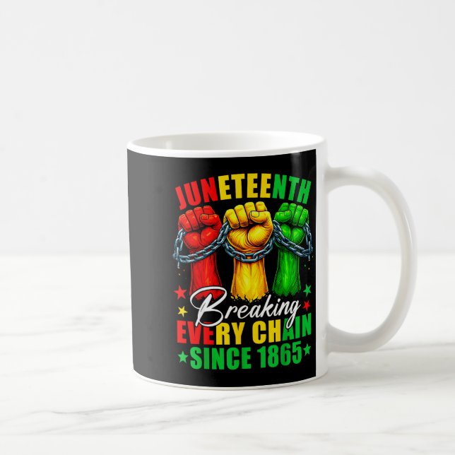 Juneteenth breaking every chain since 1865 freedom coffee mug (Right)