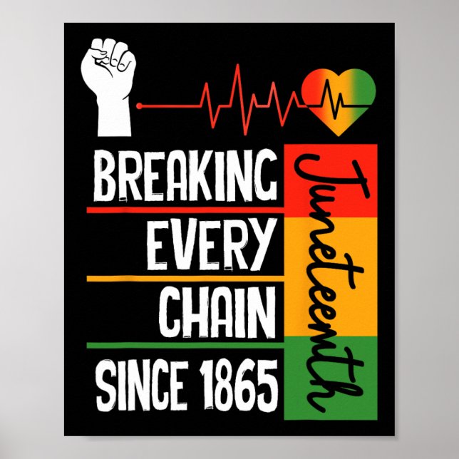 Juneteenth Breaking Every Chain Since 1865 Freedom Poster (Front)