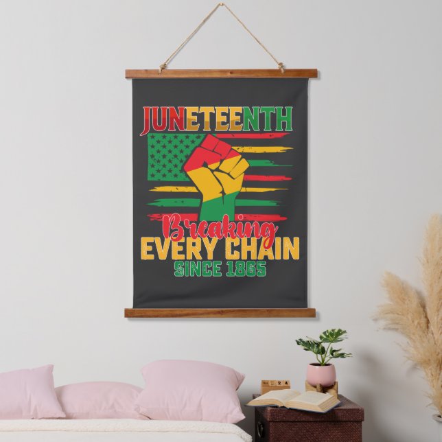 Juneteenth Breaking Every Chain Since 1865 Hanging Tapestry (Bedroom)