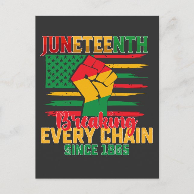 Juneteenth Breaking Every Chain Since 1865 Invitation Postcard (Front)