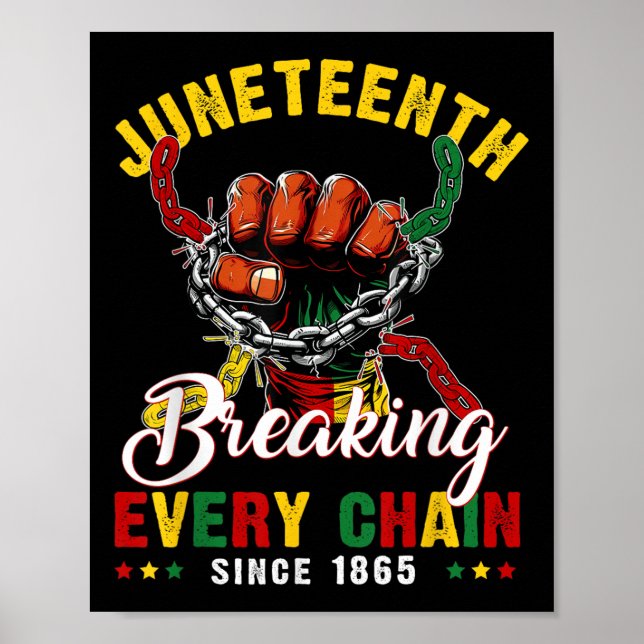 Juneteenth Breaking Every Chain Since 1865 Men Wom Poster (Front)