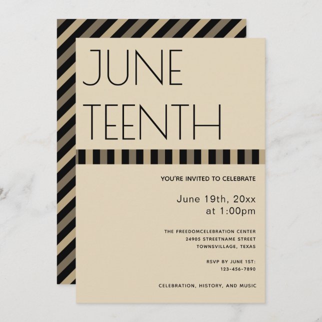 Juneteenth Brown Tan Black Freedom Vertical Invitation (Front/Back)