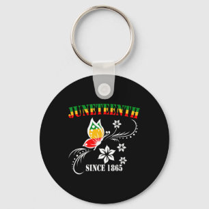 Juneteenth Butterfly Flag Celebrate Black Freedom  Key Ring