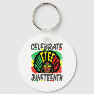 Juneteenth Celebrate 1865 Black History Afro Hair Key Ring