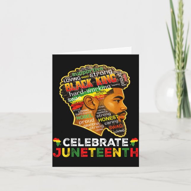 Juneteenth celebrate 1865 freedom black king card (Front)