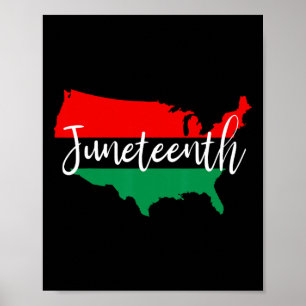 Juneteenth Celebrate Black Freedom Usa Map Black H Poster