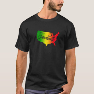 Juneteenth Celebrate Black Freedom Usa Map Black H T-Shirt