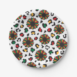 Juneteenth celebrate black history melanin family. paper plate