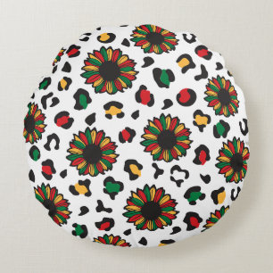 Juneteenth celebrate black history melanin family. round cushion