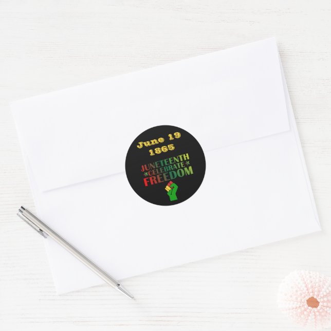 Juneteenth Celebrate Freedom Solidarity 1865 Classic Round Sticker (Envelope)
