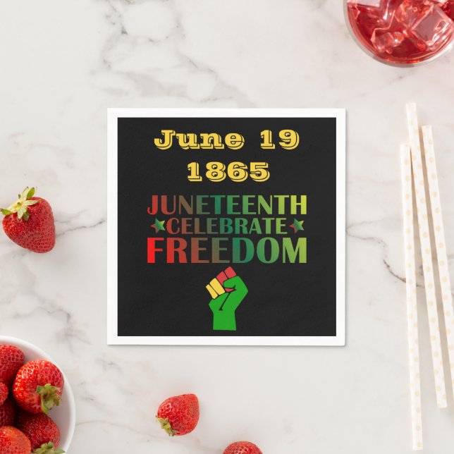 Juneteenth Celebrate Freedom Solidarity 1865 Paper Napkin (Insitu)