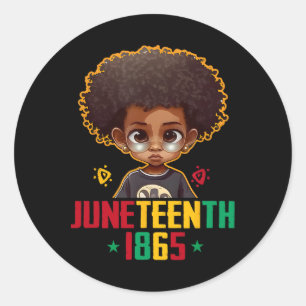 Juneteenth Celebrating 1865 Cool Brown Skin King B Classic Round Sticker