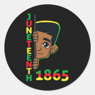 Juneteenth Celebrating 1865 Cool Brown Skin King B Classic Round Sticker
