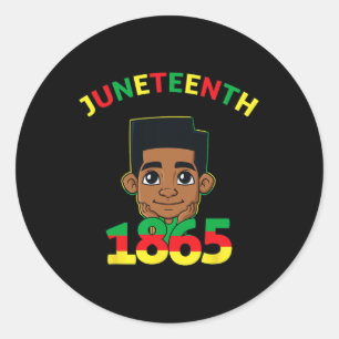 Juneteenth Celebrating 1865 Cool Brown Skin King B Classic Round Sticker
