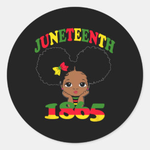 Juneteenth Celebrating 1865 Cute Black Girls Kids Classic Round Sticker
