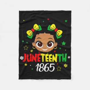 Juneteenth Celebrating 1865 Cute Black Girls Kids Fleece Blanket
