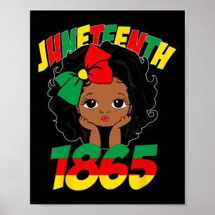 Juneteenth Celebrating 1865 Cute Black Girls Kids Poster