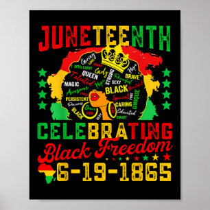 Juneteenth Celebrating Black Freedom 1865 Afro Gir Poster