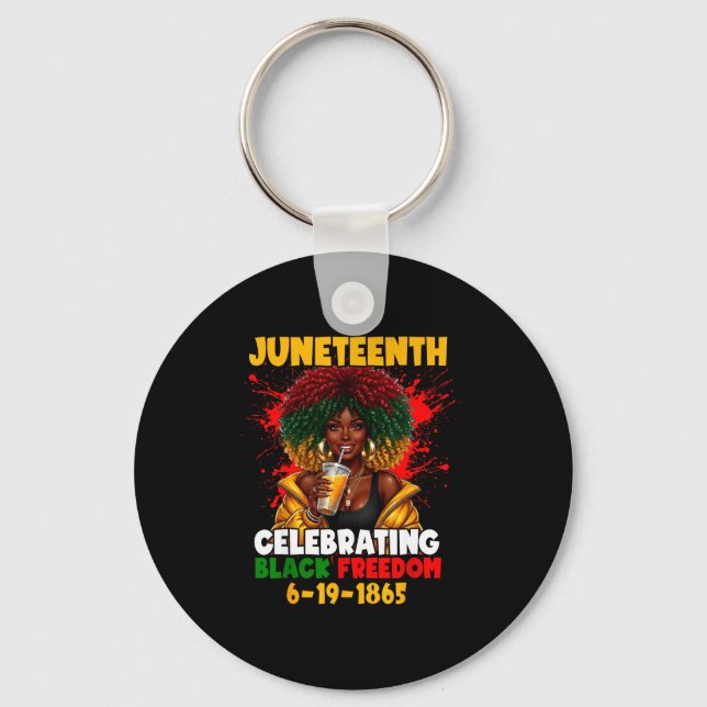 Juneteenth celebrating black freedom 1865 afro key ring (Front)