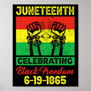 Juneteenth Celebrating Black Freedom 1865 Flag Poster
