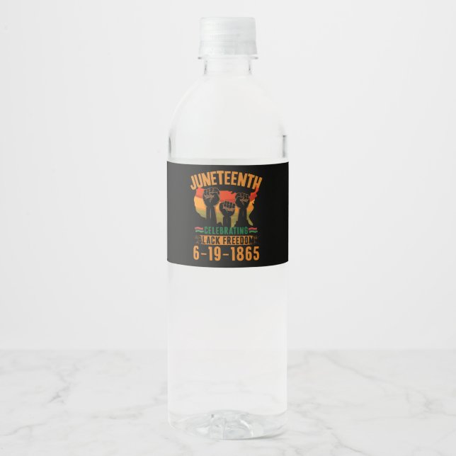 Juneteenth Celebrating Black Freedom 186 African Water Bottle Label (Front)