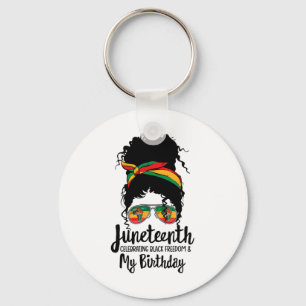 Juneteenth Celebrating Black Freedom My Birthday M Key Ring
