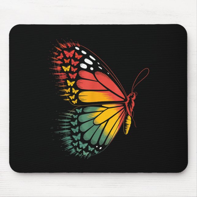 Juneteenth Celebration Butterfly Red Yellow Green  Mouse Pad (Front)