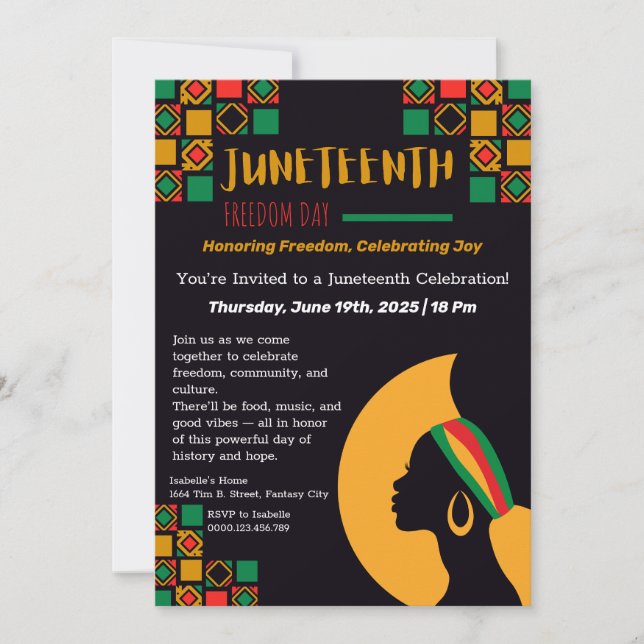 Juneteenth Celebration Invitation – Freedom & Joy (Front)
