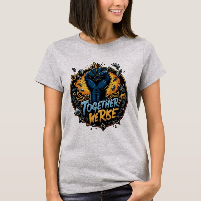 Juneteenth circle emblem featuring interlocked arm T-Shirt (Front)