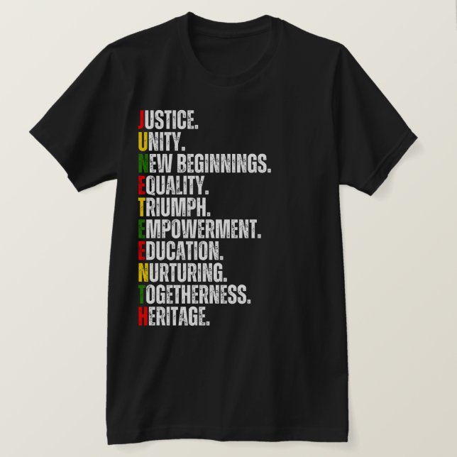 JUNETEENTH Colourful Text  T-Shirt (Design Front)