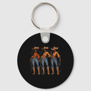 Juneteenth Cowgirl Western Rodeo Melanin Black His Key Ring