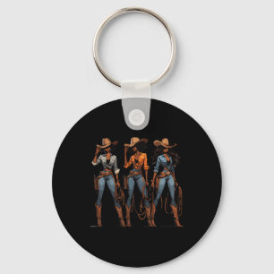 Juneteenth Cowgirl Western Rodeo Melanin Black His Key Ring