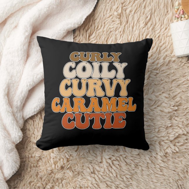 Juneteenth Curly Coily Curvy Caramel Cutie Cushion (Blanket)