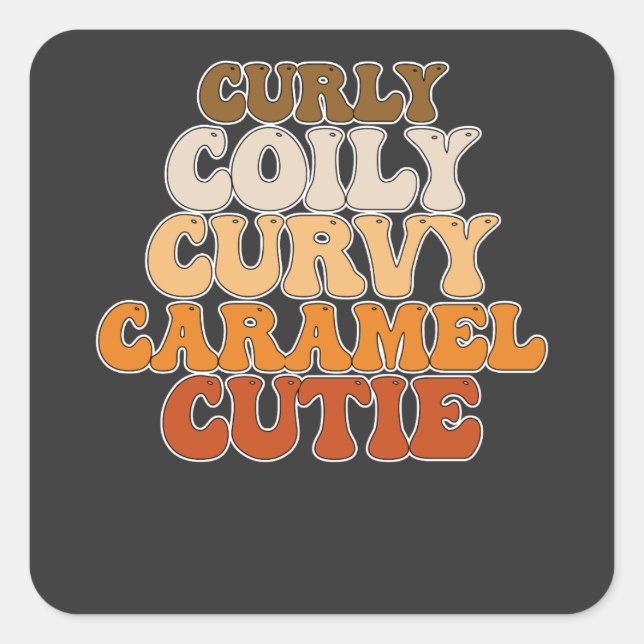 Juneteenth Curly Coily Curvy Caramel Cutie Square Sticker (Front)