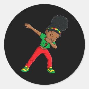 Juneteenth Dabbing Black Princess Cute Brown Skin  Classic Round Sticker