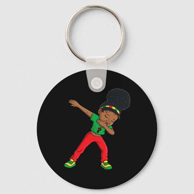 Juneteenth Dabbing Black Princess Cute Brown Skin  Key Ring (Front)