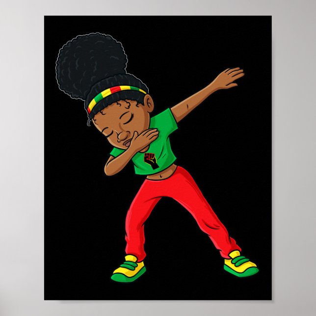 Juneteenth Dabbing Black Princess Cute Brown Skin  Poster (Front)