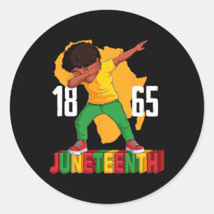 Juneteenth Dabbing Boy Kids Boys Men Black African Classic Round Sticker
