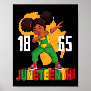 Juneteenth Dabbing Girl Kids Girls Women Black Afr Poster