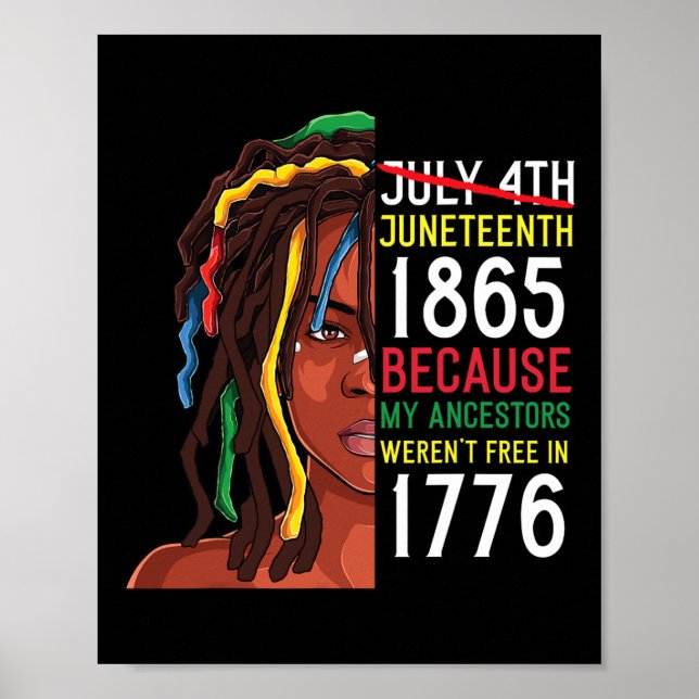 Juneteenth Day Ancestors Free 1776 July 4th Black  Poster (Front)