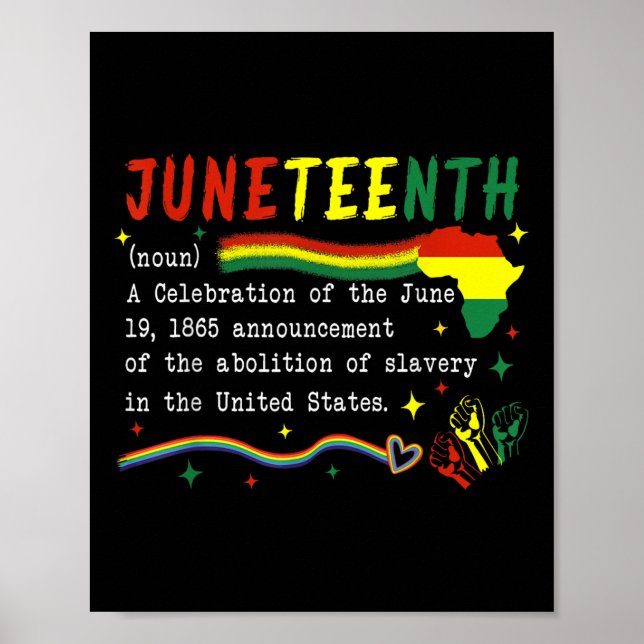 Juneteenth Definition Black American Freedom June  Poster (Front)
