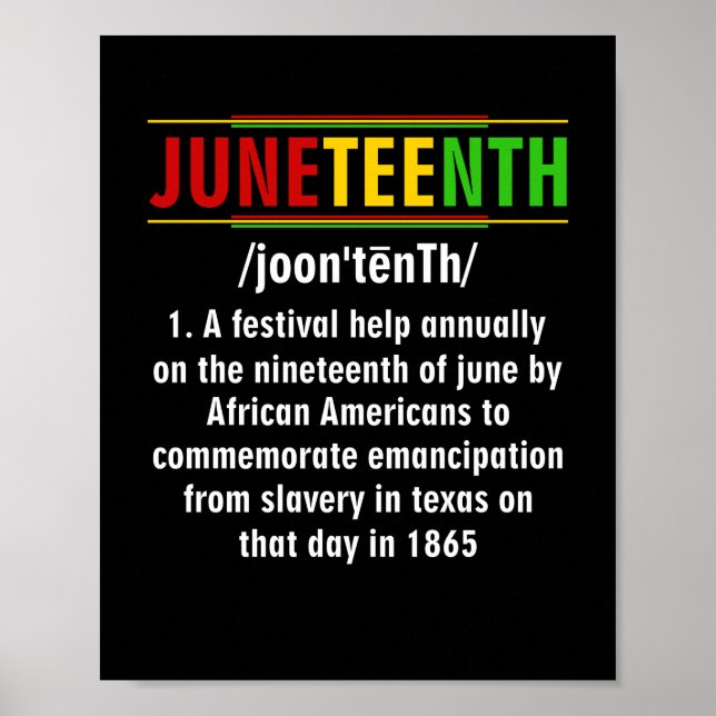 Juneteenth Definition Black history Juneteenth Poster (Front)