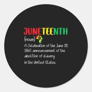 Juneteenth Definition June 19 1865 Freedom African Classic Round Sticker