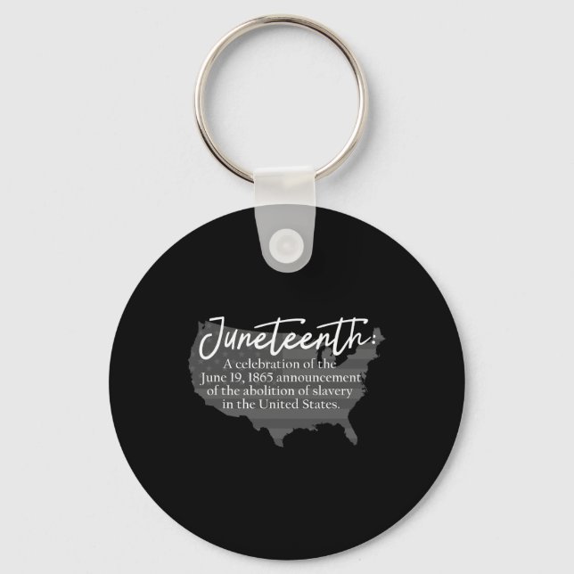 Juneteenth Definition Usa Map American Flag Black  Key Ring (Front)